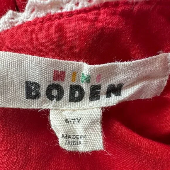 Mini Boden Velvet Red Smocked Holiday Christmas Dress Girls 6-7